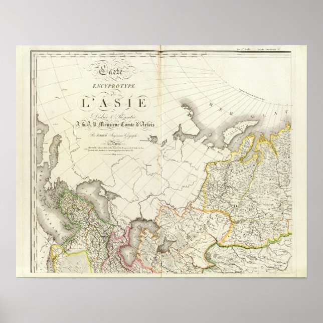 Poster Carte gravée Turquie, Russie et Asie (Devant)
