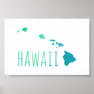 Poster Carte Hawaii