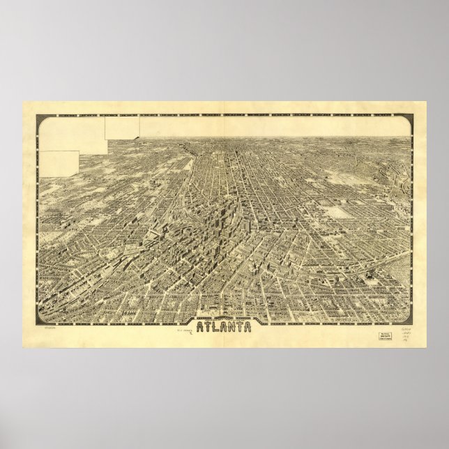 Poster Carte historique d'Atlanta, Géorgie, 1919 (Devant)