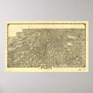 Poster Carte historique d'Atlanta, la Géorgie, 1919