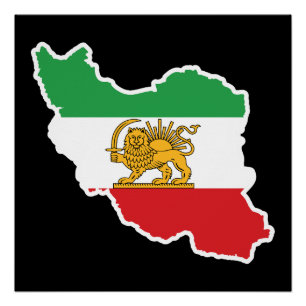Poster Carte historique de l'Iran avec le drapeau du Lion