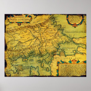 Poster Carte historique de Thrace antique de 1585