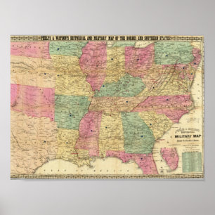 Poster Carte historique et militaire des États-Unis
