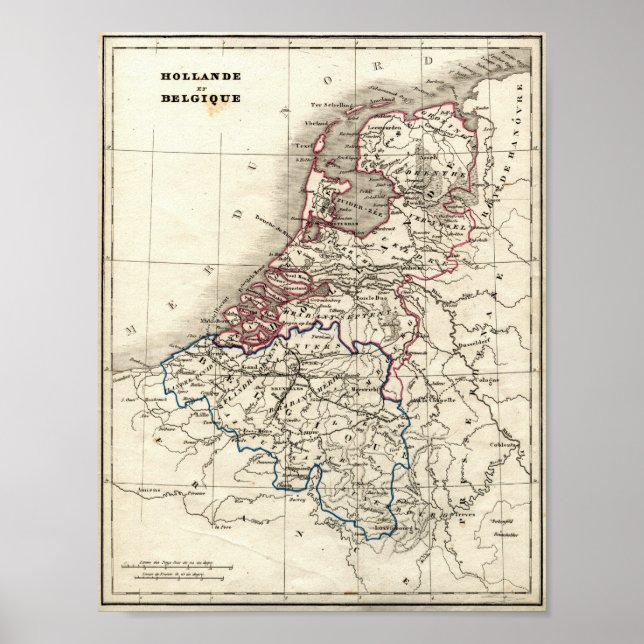 Poster Carte Hollande-Belgique (Devant)