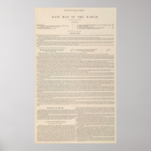 Poster Carte hyétographique ou pluviale du monde