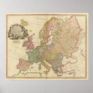 Poster Carte illustrée de l'Europe