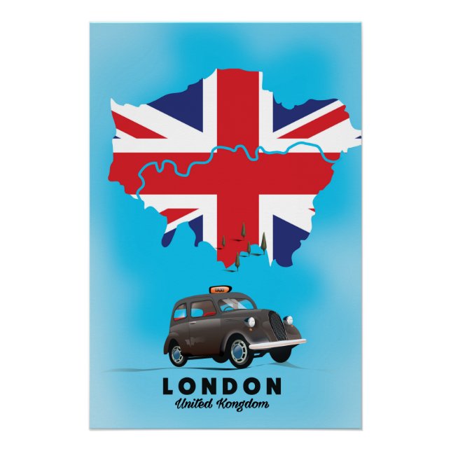Poster Carte illustrée de Londres (Devant)