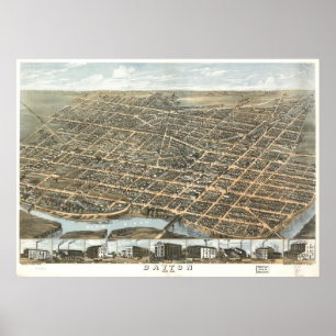 Poster Carte imagée vintage de Dayton Ohio (1870)