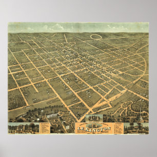 Poster Carte imagée vintage de Lexington Kentucky (1871)