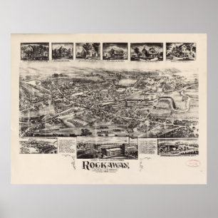 Poster Carte imagée vintage de Rockaway NJ (1902)
