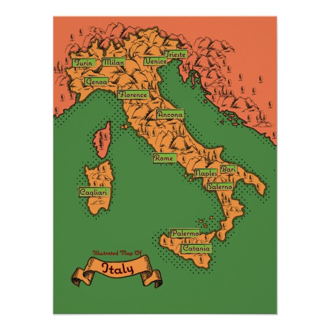 Poster Carte italienne vintage (Devant)