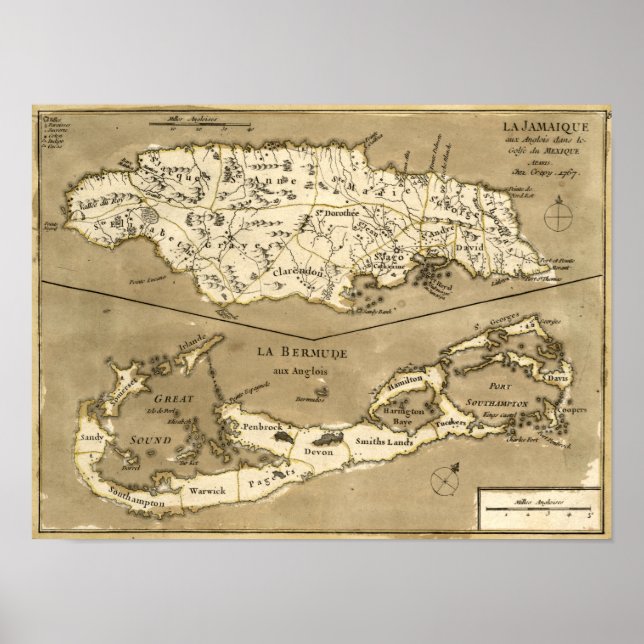 POSTER CARTE : JAMAICA, 1767 (Devant)