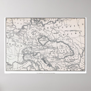 POSTER CARTE : L'ALLEMAGNE ET L'AUTRICHE