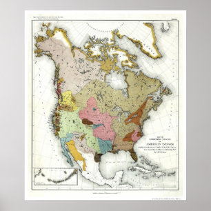 Poster Carte linguistique indienne 1890