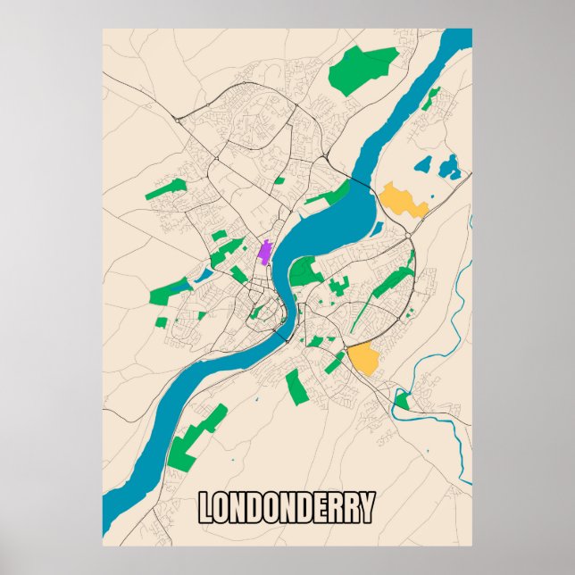 Poster carte Londonderry (Devant)
