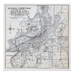 Poster Carte Mankato de 1914