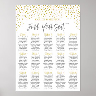 Poster Carte Mariage moderne Elegant Gold Confetti