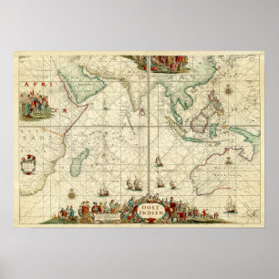 Poster Carte maritime 1690 de Dutch East India Company