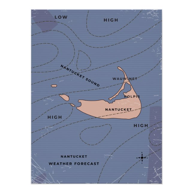 Poster Carte météo de Nantucket États-Unis (Devant)