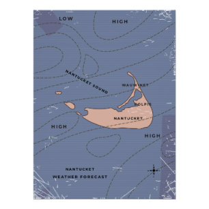 Poster Carte météorologique de Nantucket USA