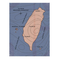 Carte météorologique de Taïwan style Vintage
