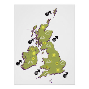 Poster Carte météorologique des îles britanniques