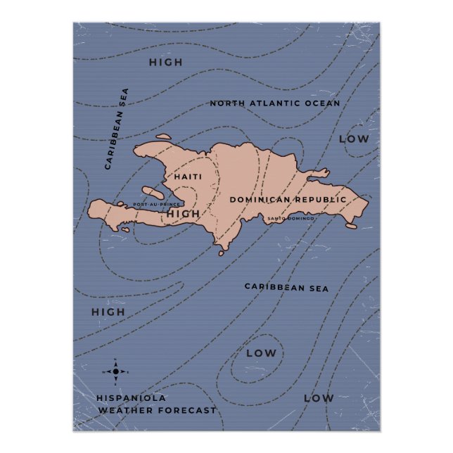 Poster Carte météorologique d'Hispaniola (Devant)