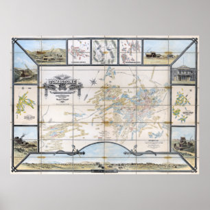 Poster CARTE MINIÈRE de TOMBSTONE ARIZONA 1881