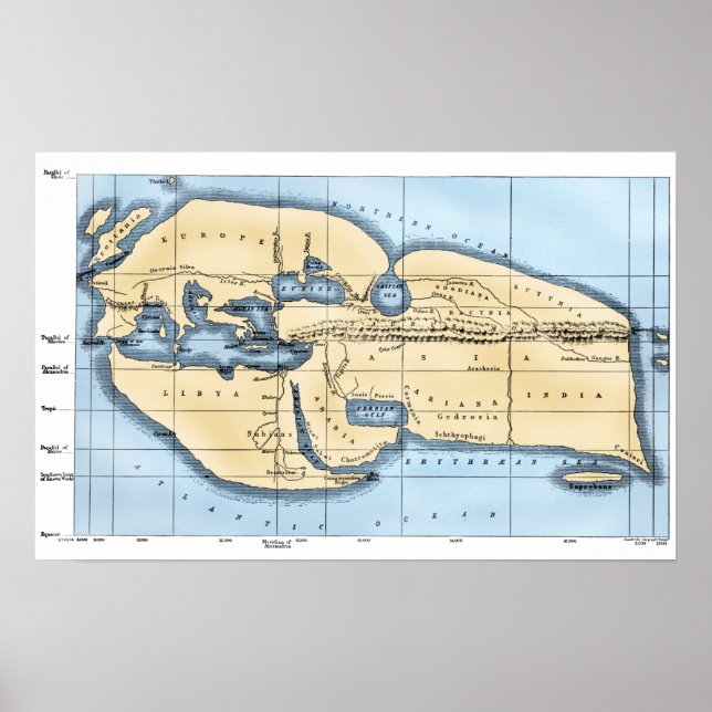 POSTER CARTE MONDIALE : ERATOSTHENES (Devant)