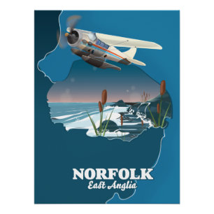 Poster Carte Norfolk East Anglia