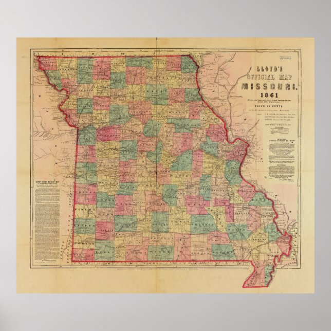 Poster Carte officielle de Lloyd's du Missouri (1861) (Devant)