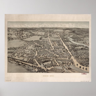 Poster Carte panoramique antique de Dedham le