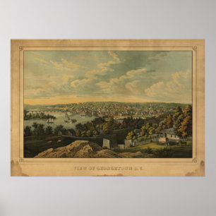 Poster Carte panoramique antique de Georgetown de