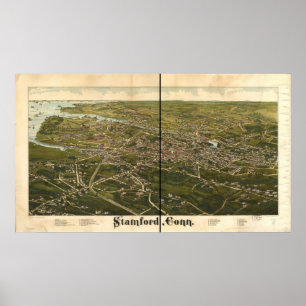 Poster Carte panoramique antique Stamford Connecticut 188