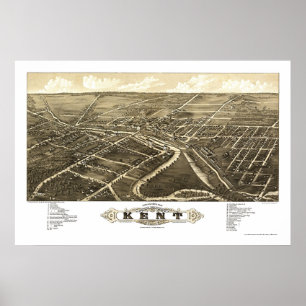 Poster Carte panoramique de Kent, OH - 1882