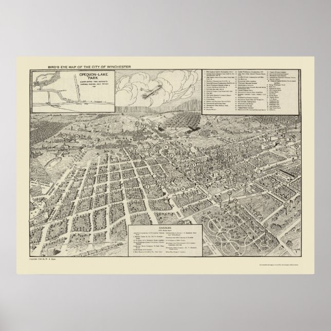 Poster Carte panoramique Winchester, VA - 1926 (Devant)