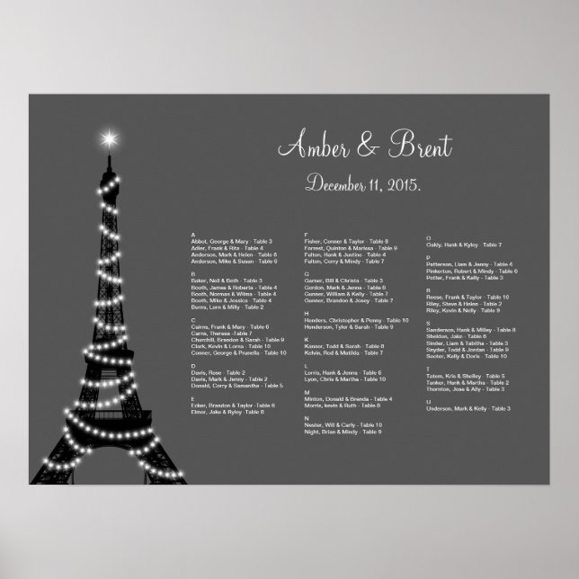 Poster Carte Paris en soirée (Devant)