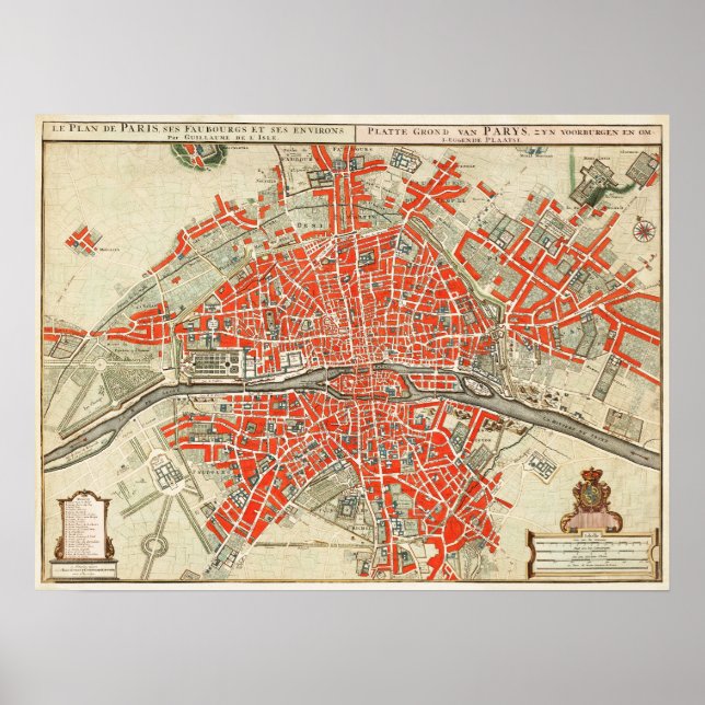 Poster Carte Paris vintage (Devant)