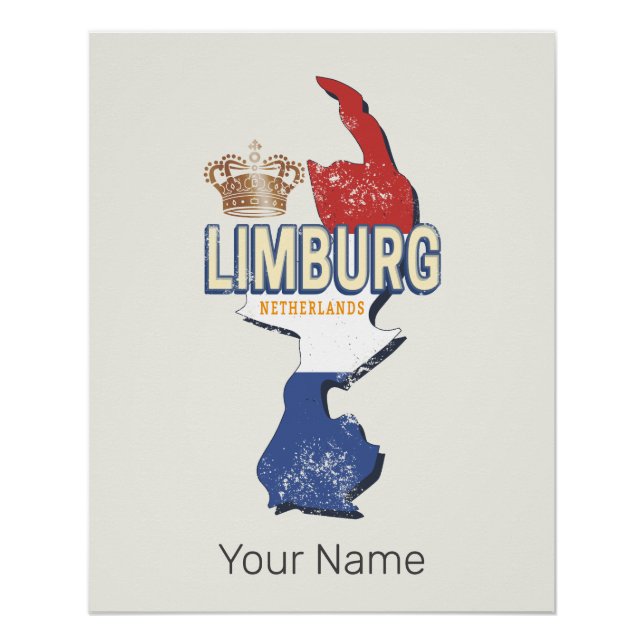 Poster Carte Pays-Bas Limburg Souvenir Vintage néerlandai (Devant)