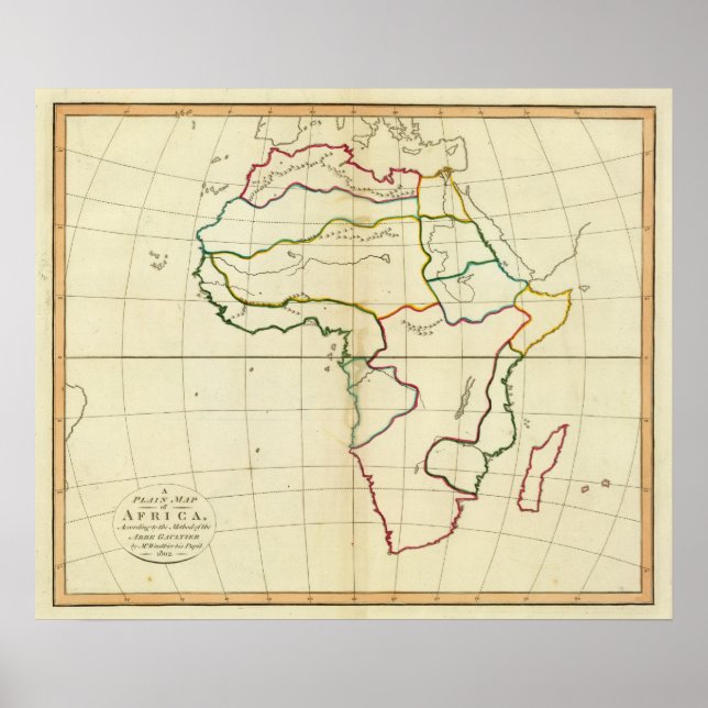 Poster Carte plate Afrique (Devant)