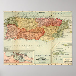 Poster Carte Porto Rico vintage, 1898