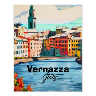 Poster Carte postale de Vernazza Cinque Terre, Italie, Tr