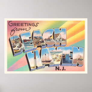 Poster Carte postale Vintage voyage NJ de Beach Haven New