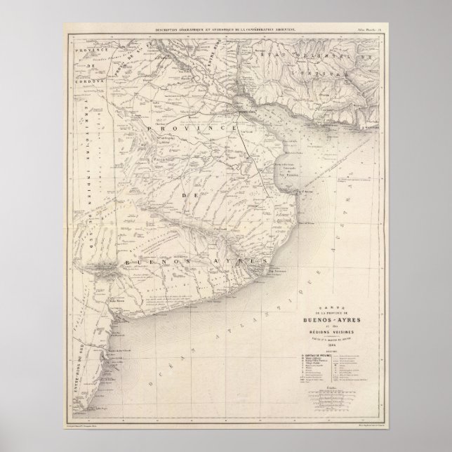 Poster Carte, Province de Buenos Aires, régions voisines (Devant)