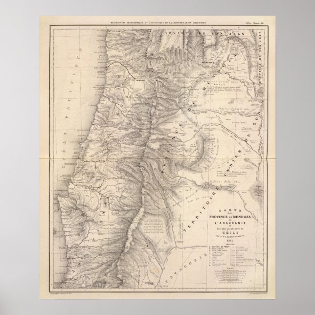 Poster Carte, Province de Mendoza, Araucan? a (Devant)