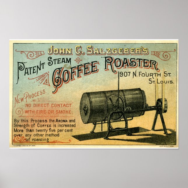 Poster Carte publicitaire de la torréfactrice à café 1884 (Devant)