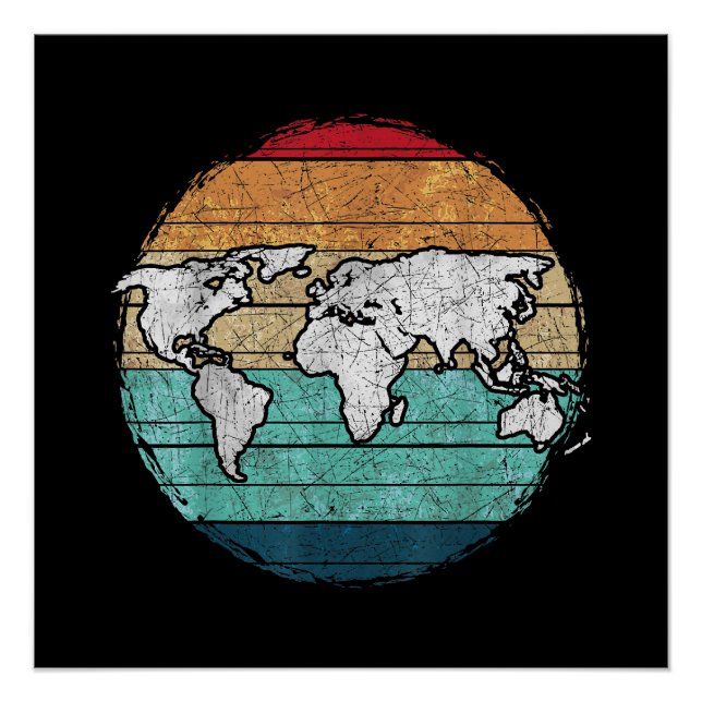 Poster Carte Retro World (Devant)