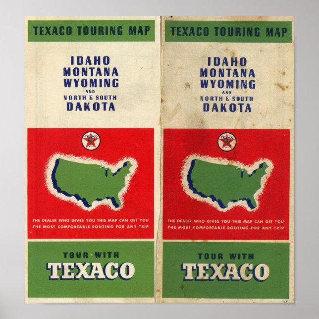 Poster Carte routière Idaho, Mont, Wyo (Devant)