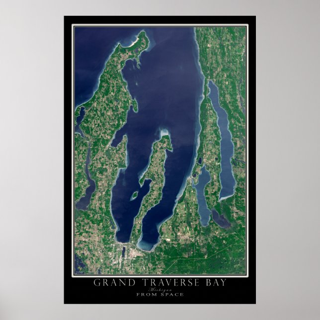 Poster Carte satellite de Grand Traverse Bay Michigan (Devant)