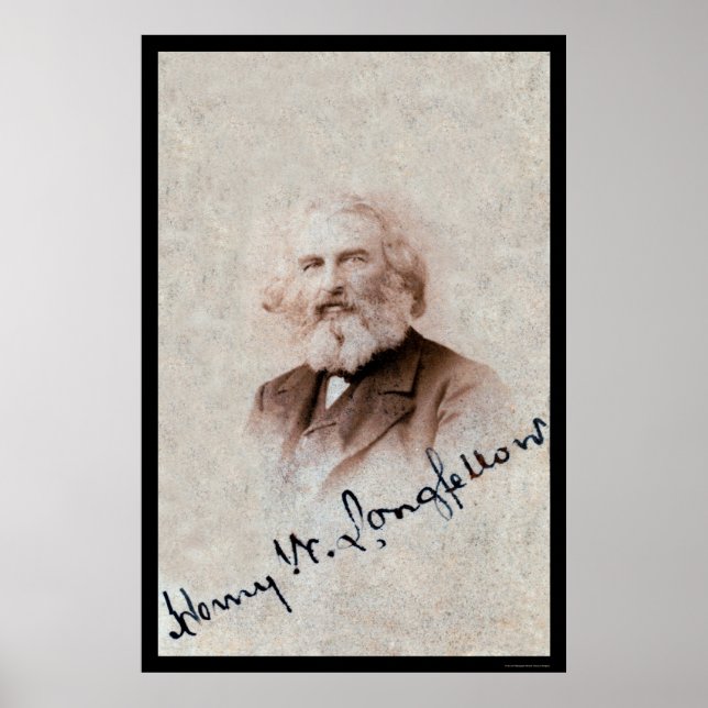 Poster Carte signée Henry Longfellow 1860 (Devant)